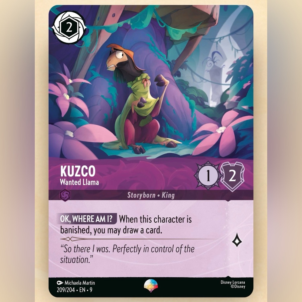 Disney Lorcana Kuzco Wanted Llama Epic 209/204 EN 9 Foil Card